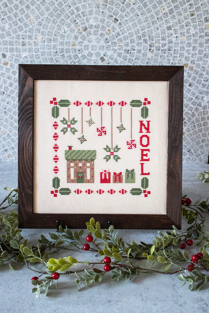 "NOEL" Christmas cross stitch by Count Your Stitches Co. Inspired by the Peppermint Cocoa collection by Lella Boutique. Download the PDF here!
